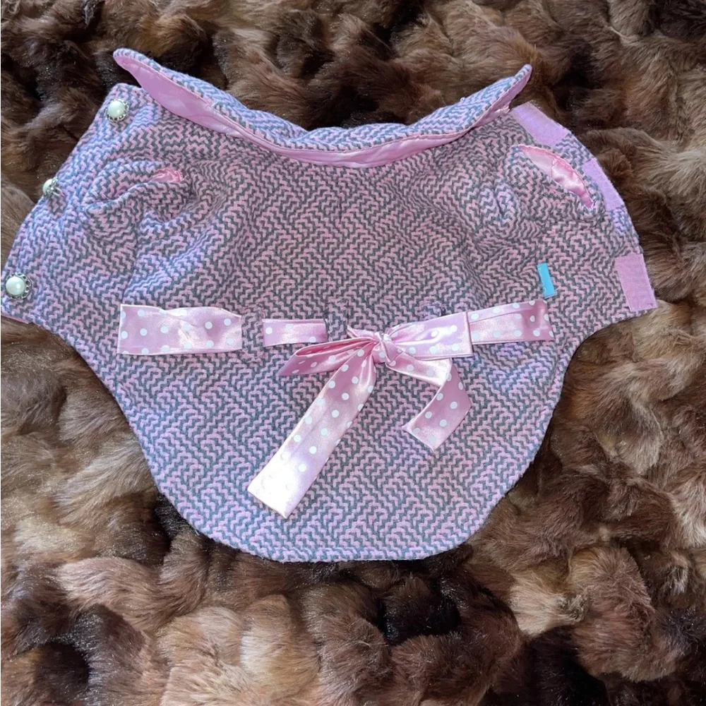 Chic Pink Dog Sweater with Bow DOGO coat couture S